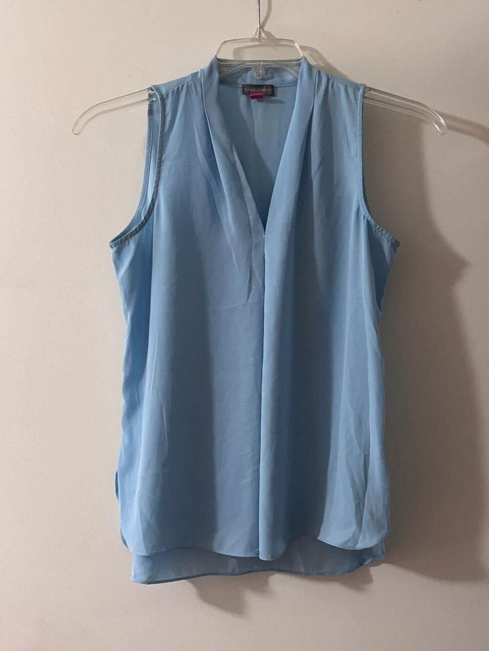 Vince Camuto Light Blue Inverted Front Pleat Blouse